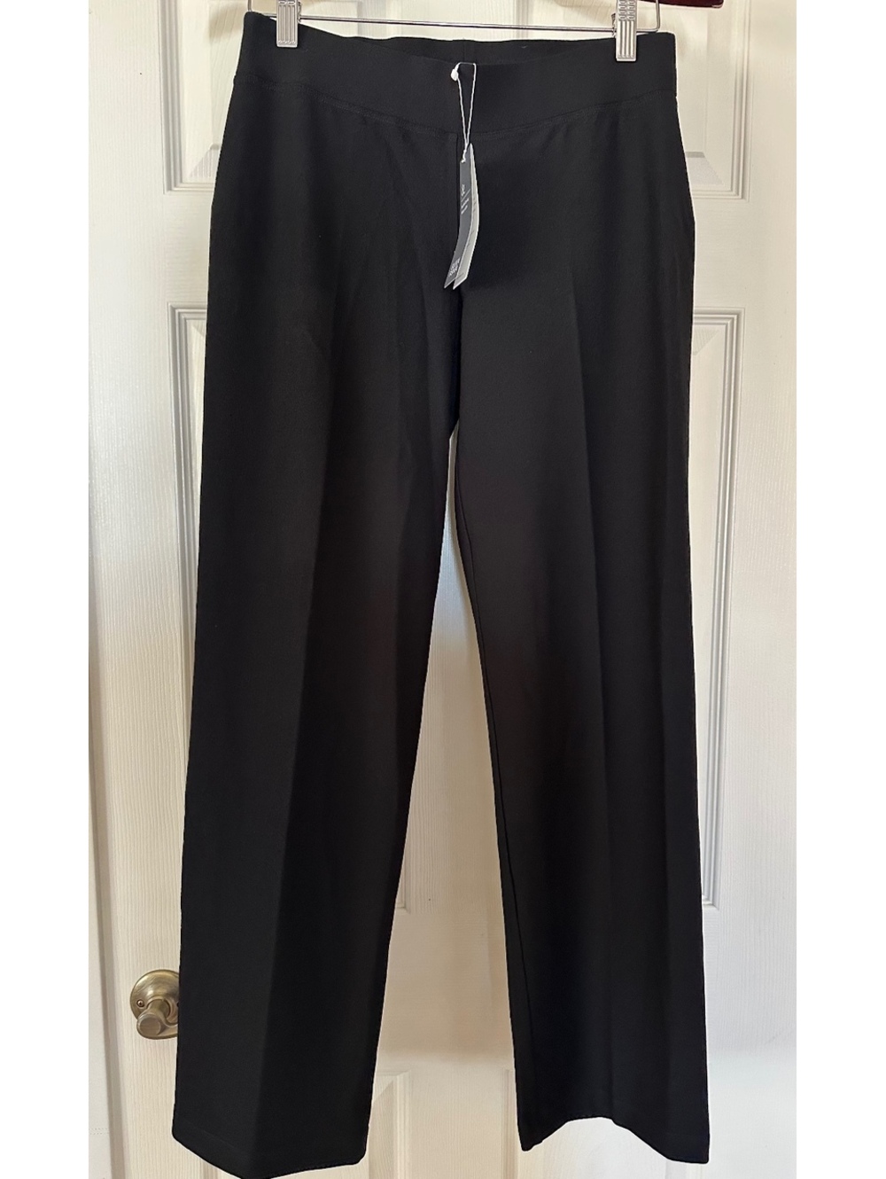 Eileen Fisher System Washable Stretch Crepe Straight Pants Black Petite Small